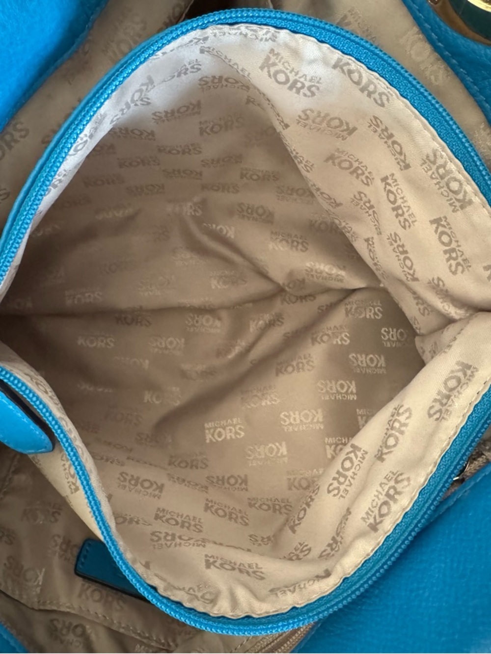 Michael Kors Shoulder Bag and Wallet Turquoise and Gold - Picture 7 of 12